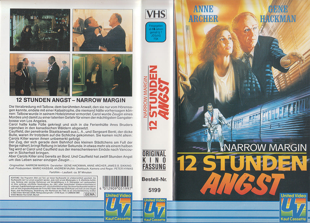 12 Stunden Angst United Video VHS Kassette Einleger
