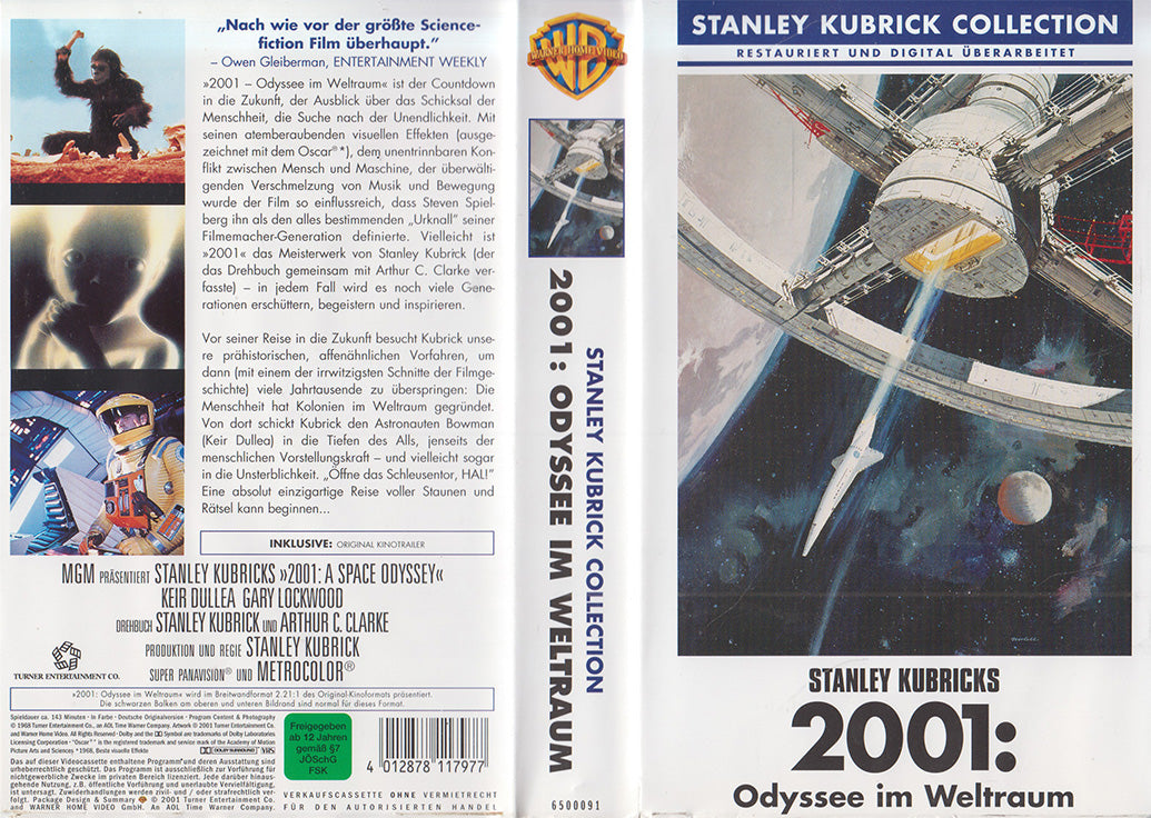Einleger der VHS Kassetten von 2001: Odyssee im Weltraum erschienen bei Warner Home Video im Jahr 2001