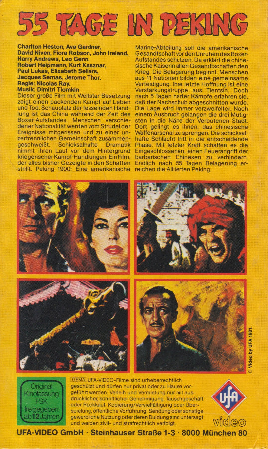 55 Tage in Peking UFA Video 1981 VHS Kassette Cover back