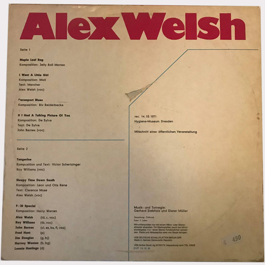 Alex Welsh - A. W. (Vinyl LP - 1974 - DD)