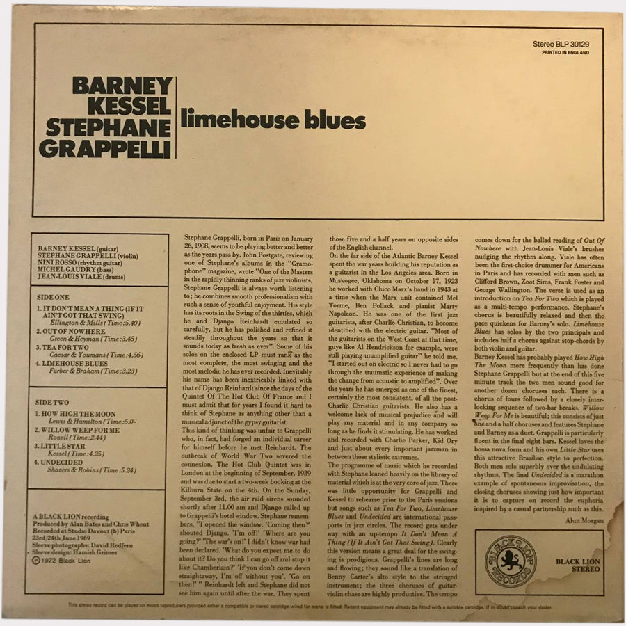 Barney Kessel, Stephane Grappelli - Limehouse Blues (Vinyl LP - EU)