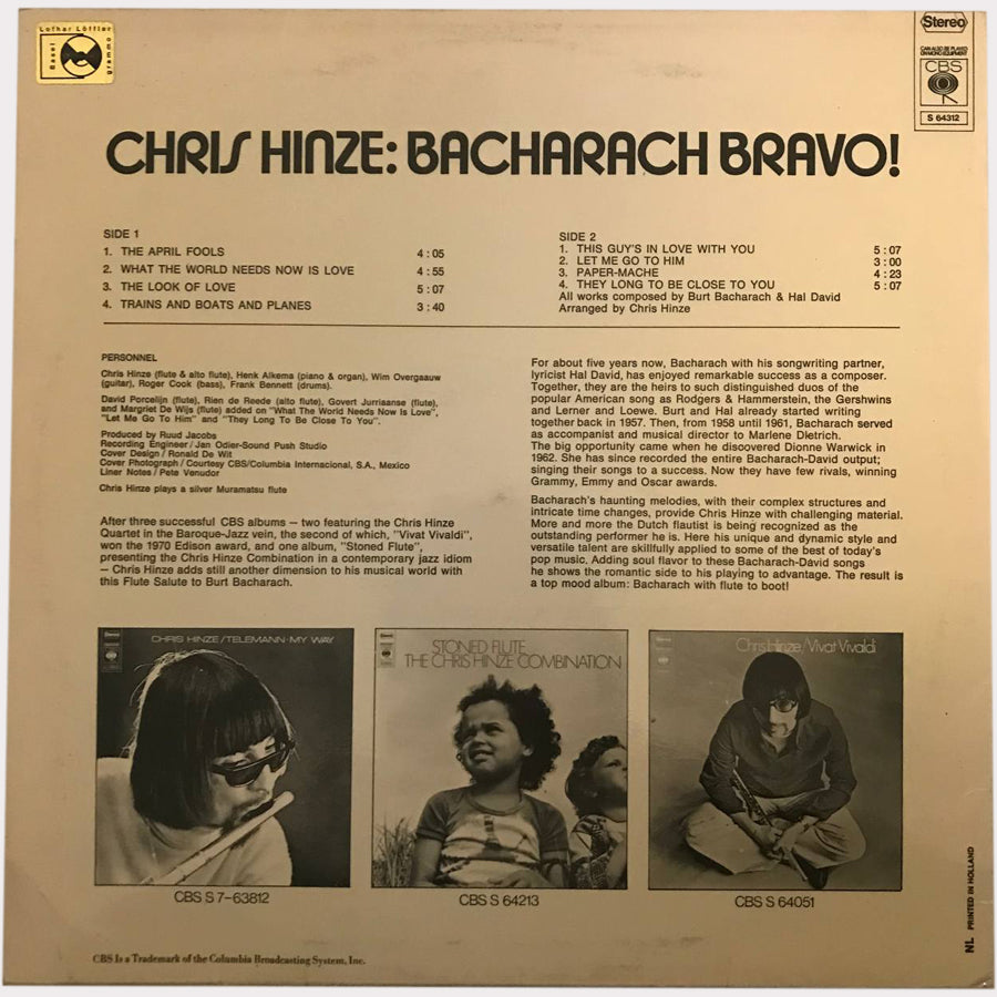 Chris Hinze - Bacharach Bravo! (Vinyl LP - 1971 - EU)
