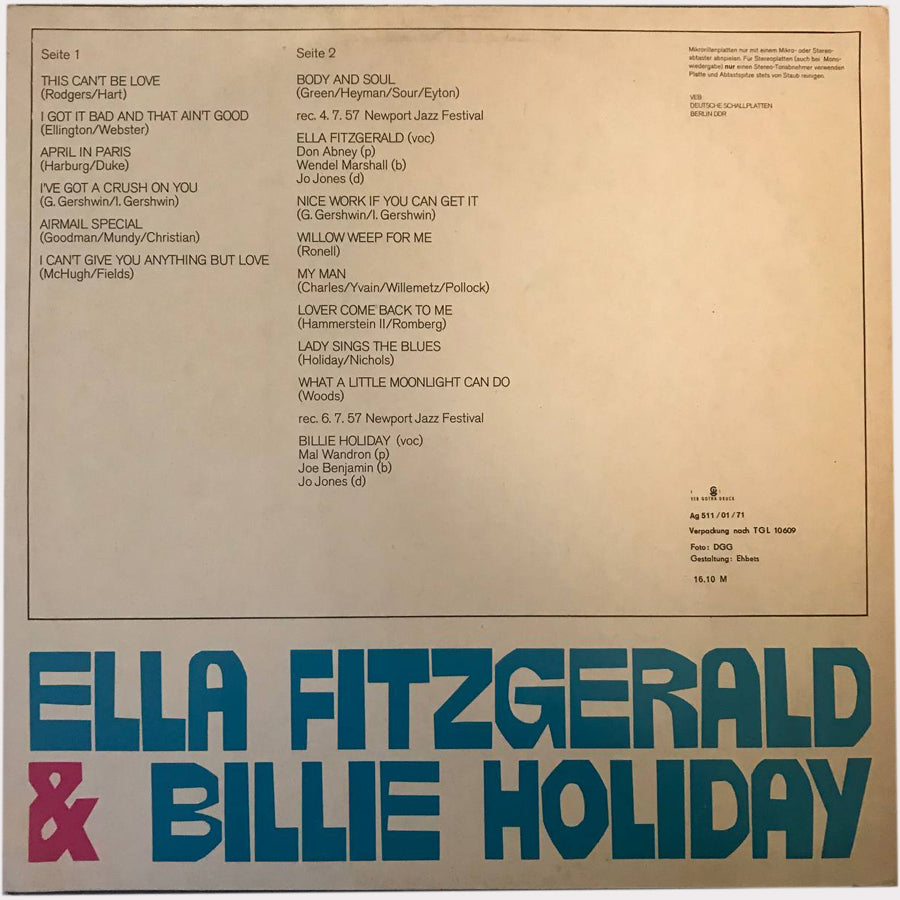 Ella Fitzgerald & Billie Holiday (Vinyl LP - 1971 - DD)