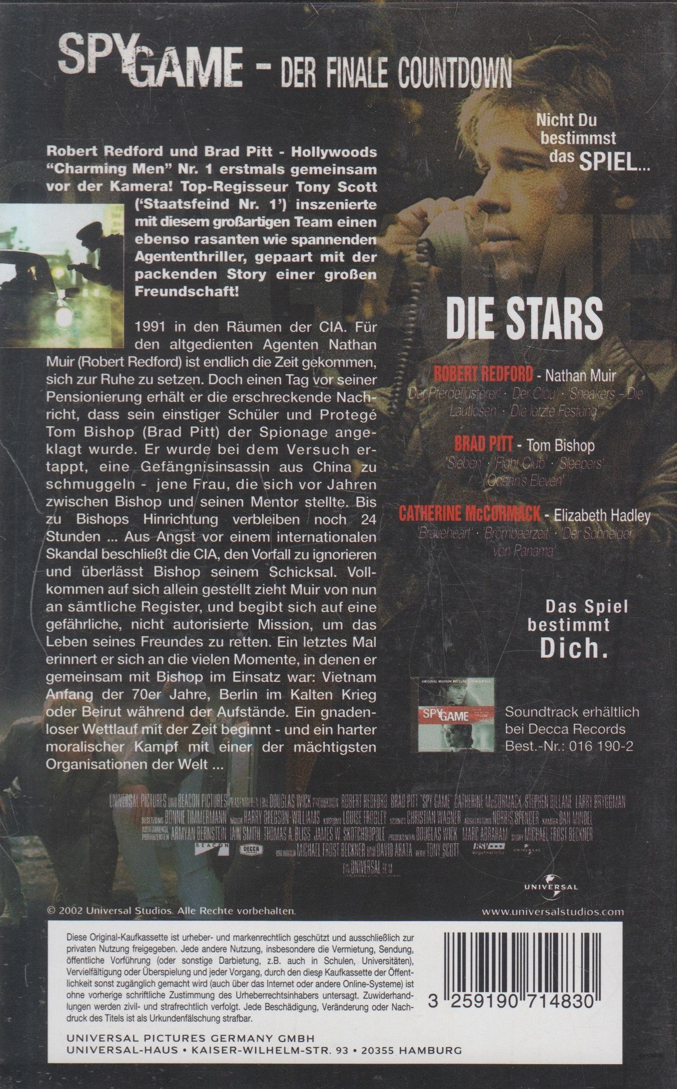 Spy Game - Le compte à rebours final (VHS - 2002 - DE)