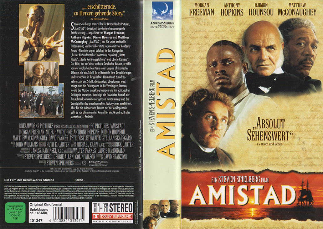 Amistad DreamWorks 1998 VHS Einleger