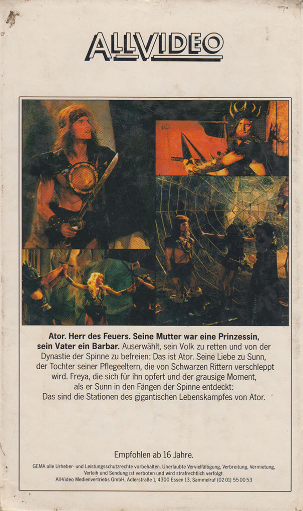 Ator Herr des Feuers All-Video VHS Cover back