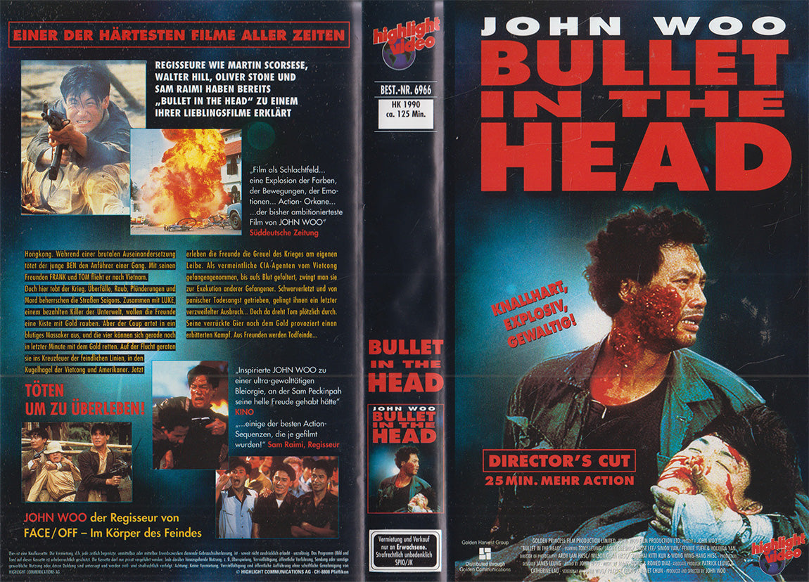 Bullet in the Head Highlight Video VHS Kassette Einleger