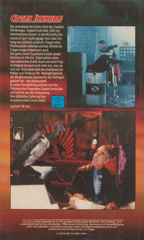 Captain Invincible Atlas Video VHS Cover back