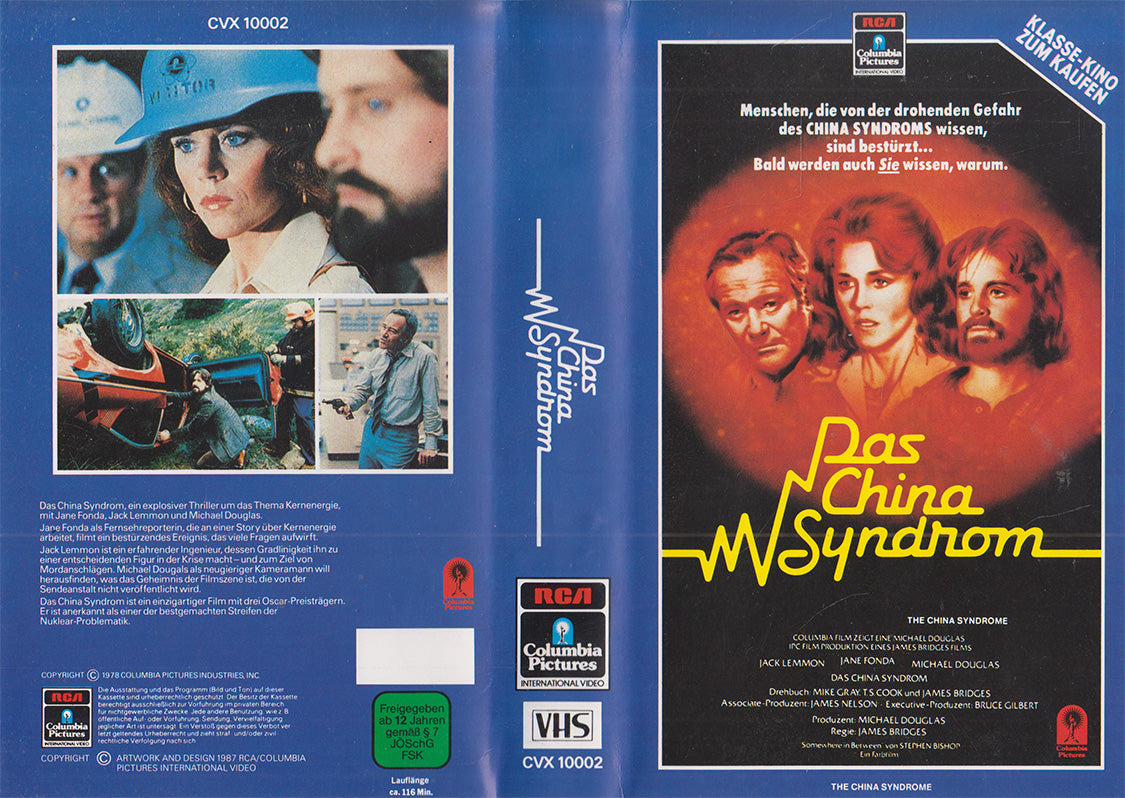 Das China Syndrom RCA/Columbia 1987 VHS Kassette Einleger