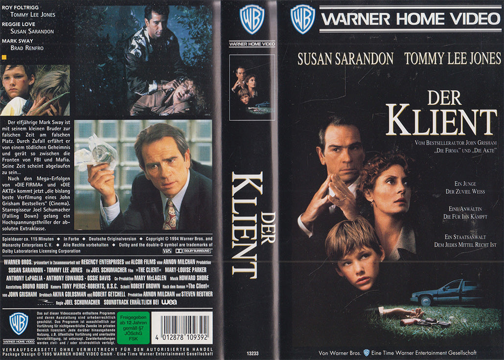 Der Klient Warner Home Video 1995 VHS Kassette Einleger