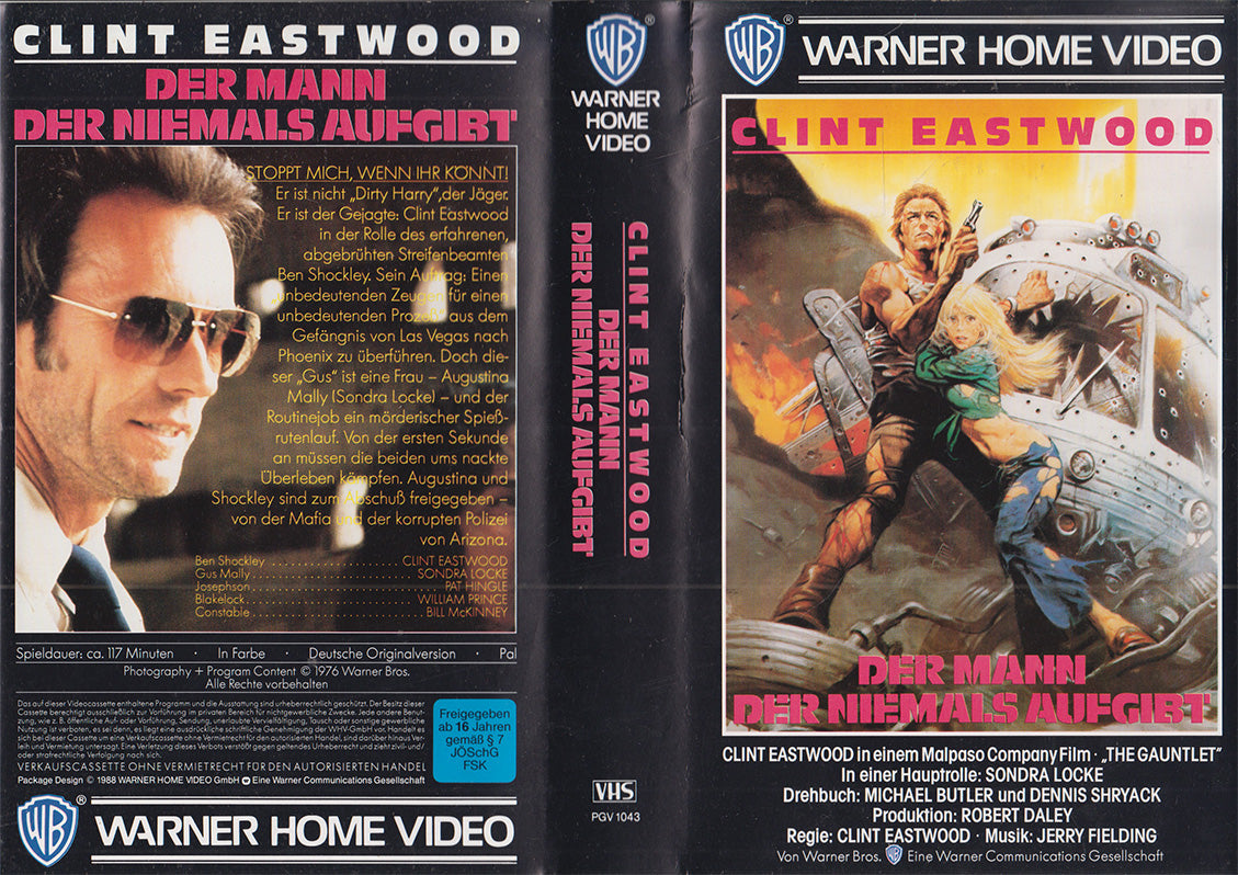 Der Mann der niemals aufgibt Warner Home Video 1988 VHS Kassette Einleger