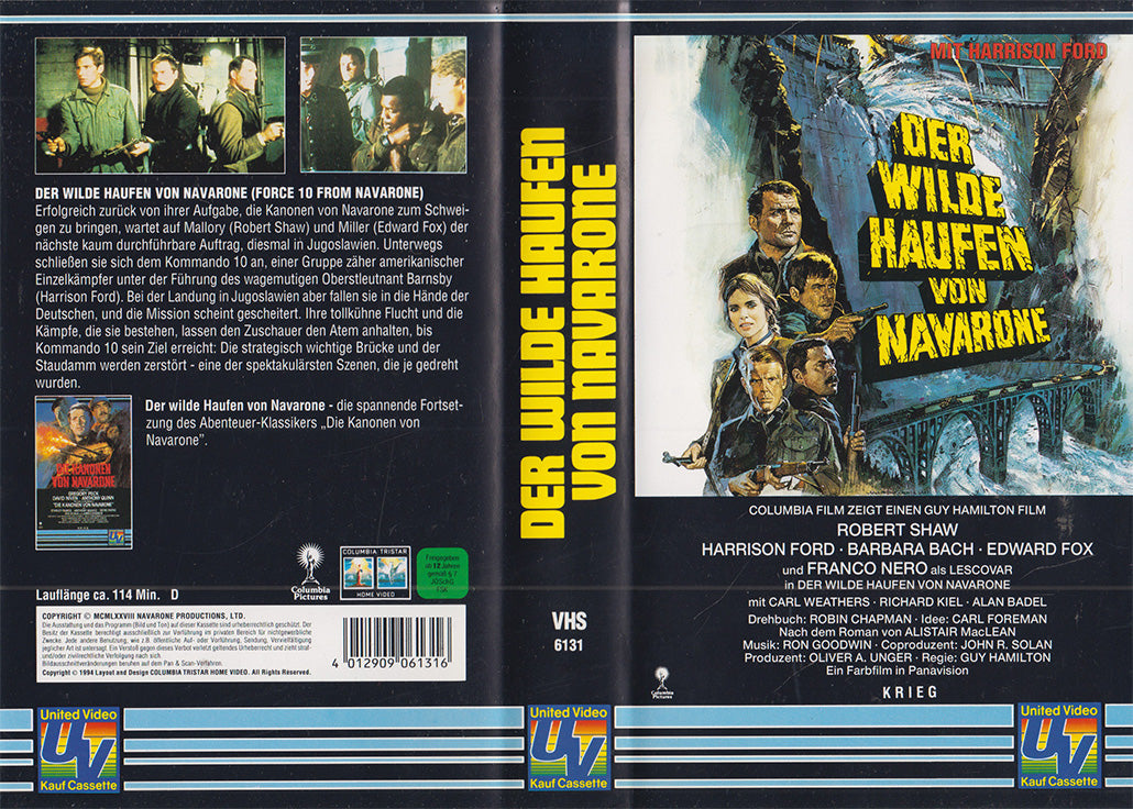 Der wilde Haufen von Navarone United Video Columbia Tristar VHS Kassette Einleger