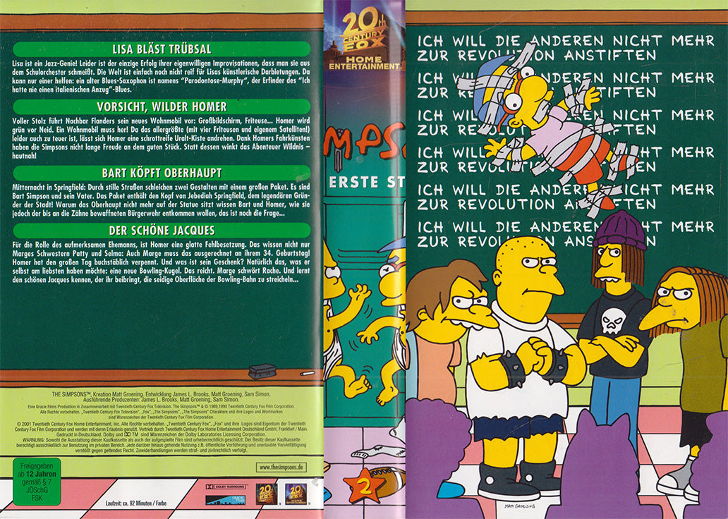 Die Simpsons: Die erste Staffel Kassette 2 20th Century Fox 2001 VHS Einleger