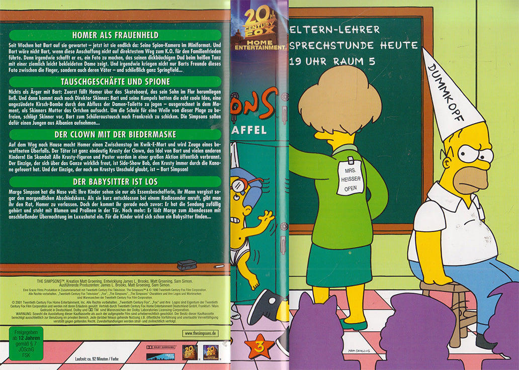 Die Simpsons: Die erste Staffel Kassette 3 20th Century Fox 2001 VHS Einleger