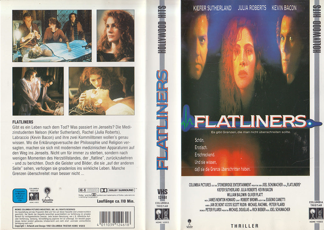 Flatliners Columbia Tristar Home Video VHS Cover