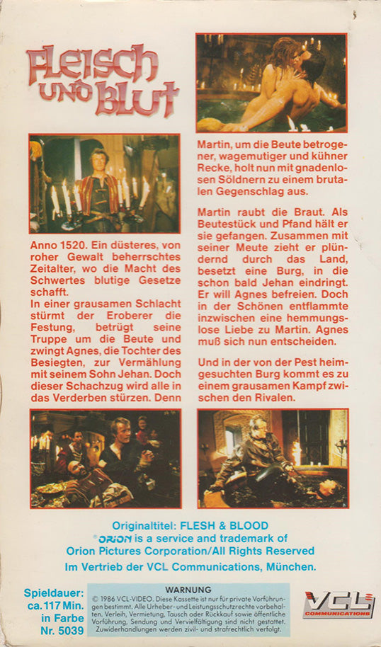 Fleisch und Blut VCL 1986 VHS Cover back