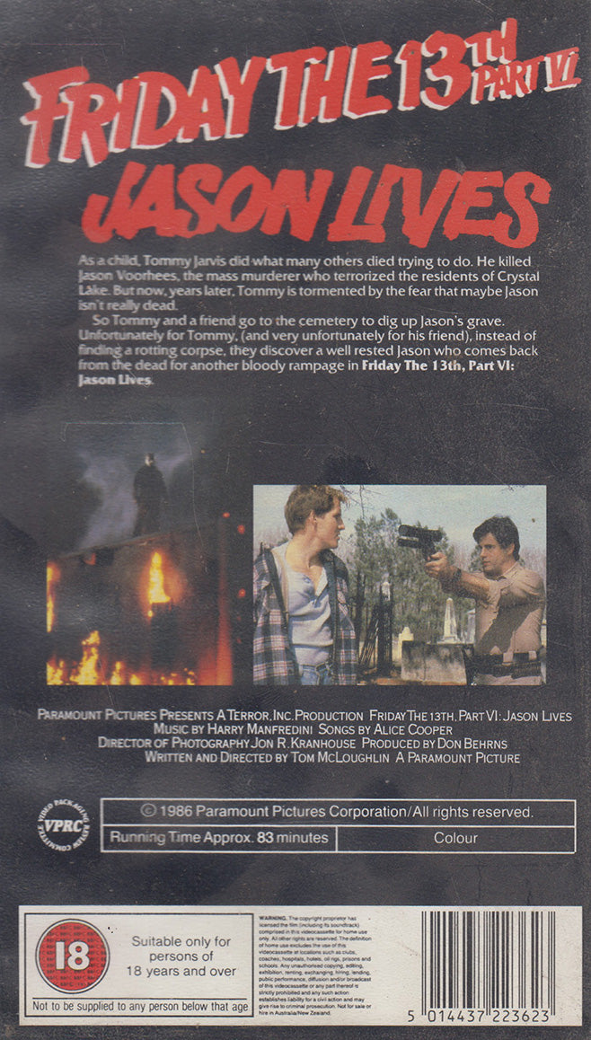 Vendredi 13, partie VI : Jason est vivant (VHS - Royaume-Uni)