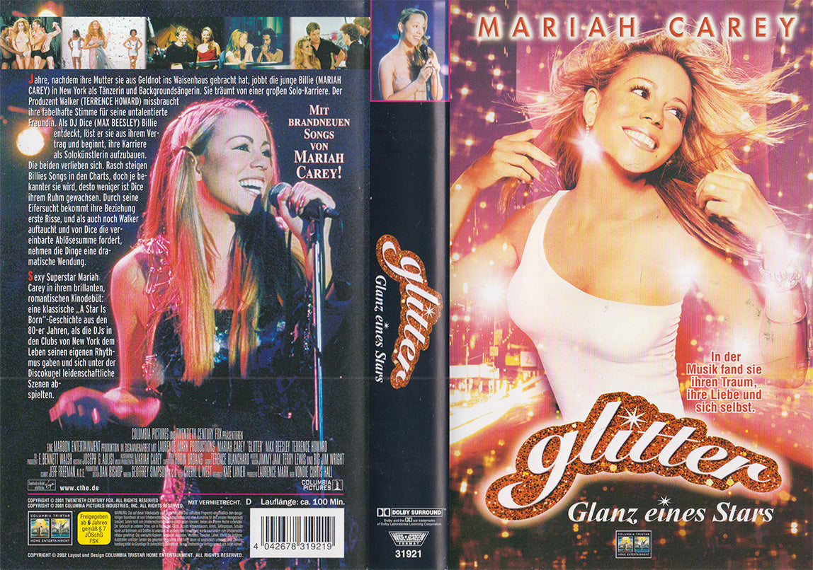Glitter Glanz eines Stars Columbia Tristar 2002 VHS Kassette Einleger