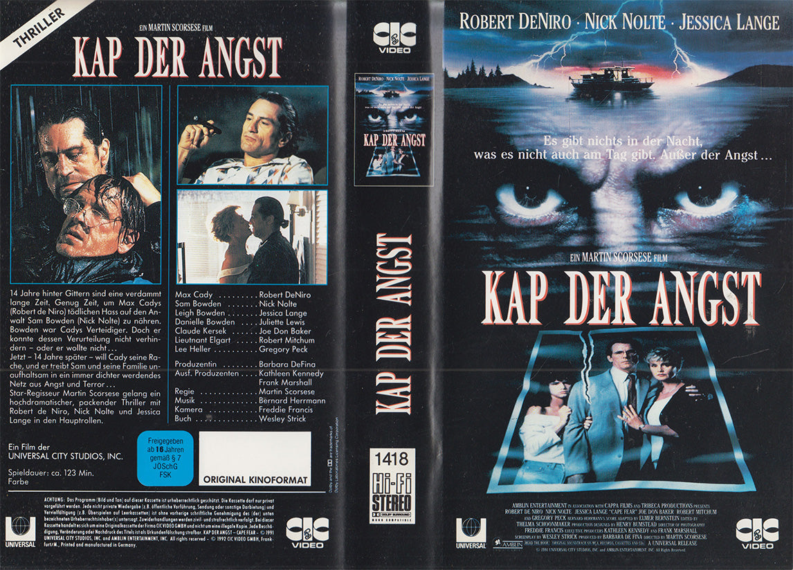 Kap der Angst CIC Video 1992 VHS Kassette Einleger