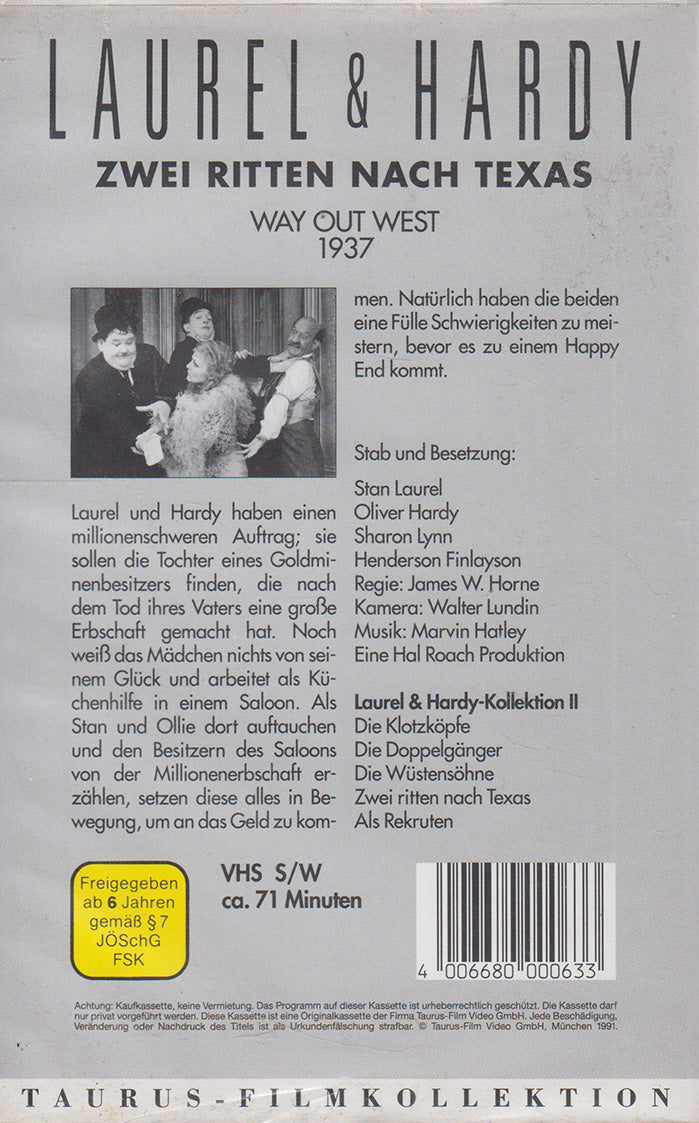 Laurel & Hardy: Two Rode to Texas (VHS - 1991 - DE)