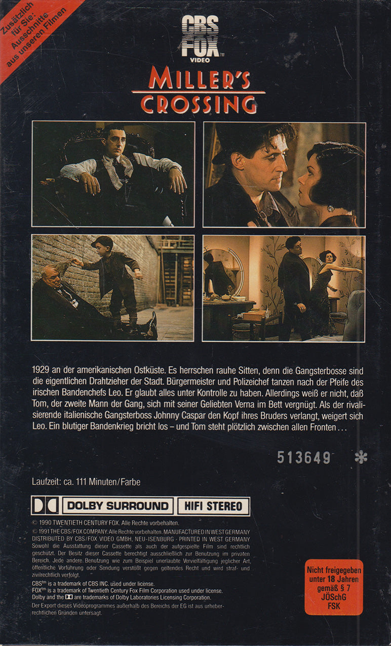 Miller's Crossing (VHS - 1991 - DE)