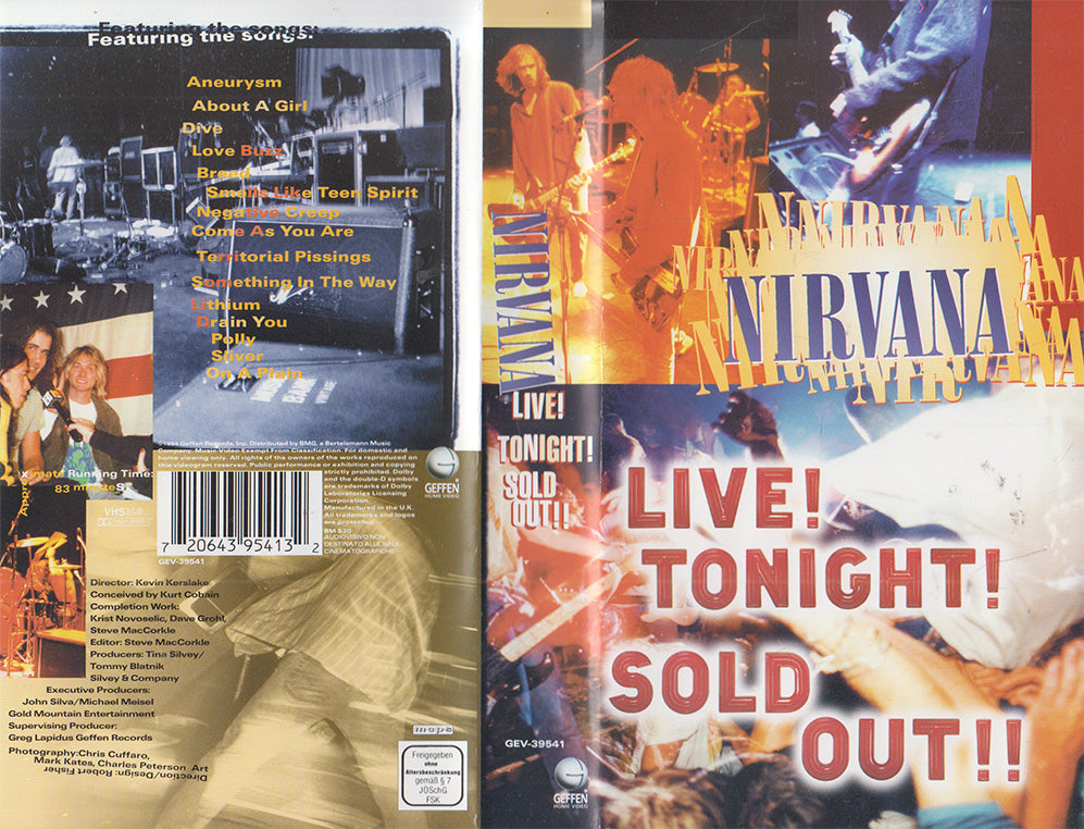 Einleger von Nirvana - Live! Tonight! Sold Out!! auf VHS Kassette erschienen bei Geffen Home Video im Jahr 1994