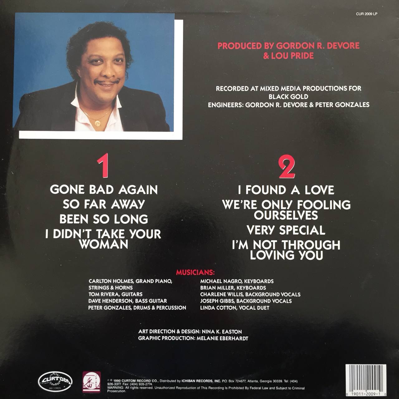 Lou Pride - Gone Bad Again (Vinyl LP - 1990 - US)