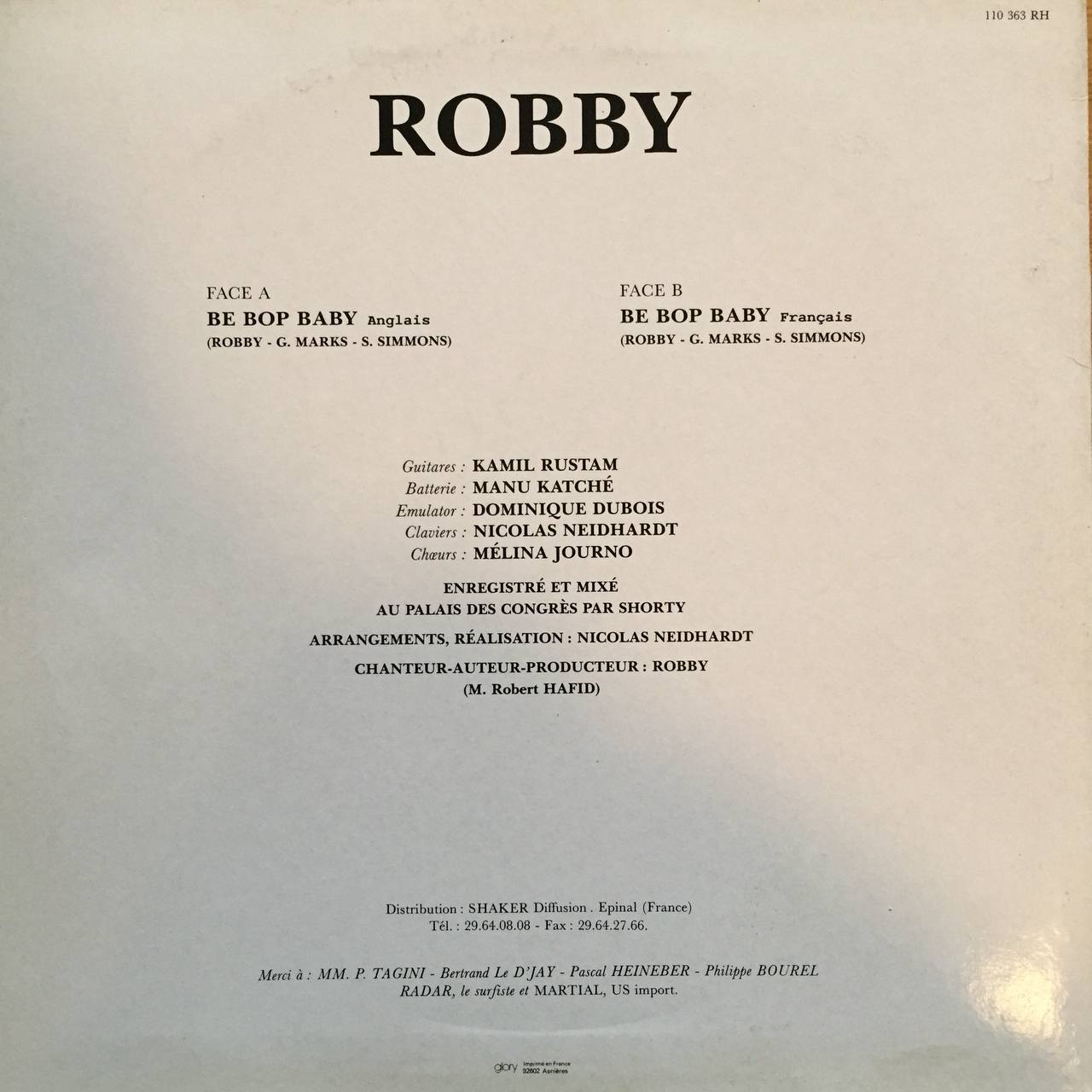 Robby - Be Bop Baby (Vinyle 12" - FR)