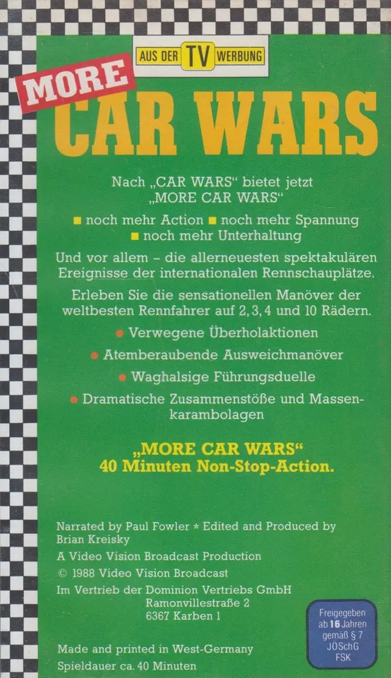 Plus de guerres de voitures (VHS - 1988 - DE)