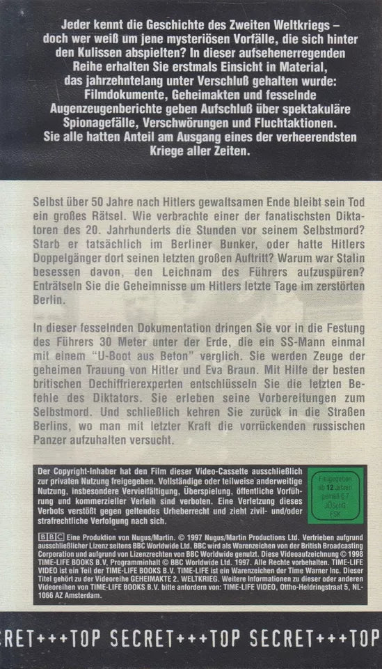 Geheimakte 2. Weltkrieg: Die letzten Tage Adolf Hitlers (VHS - 1998 - DE)