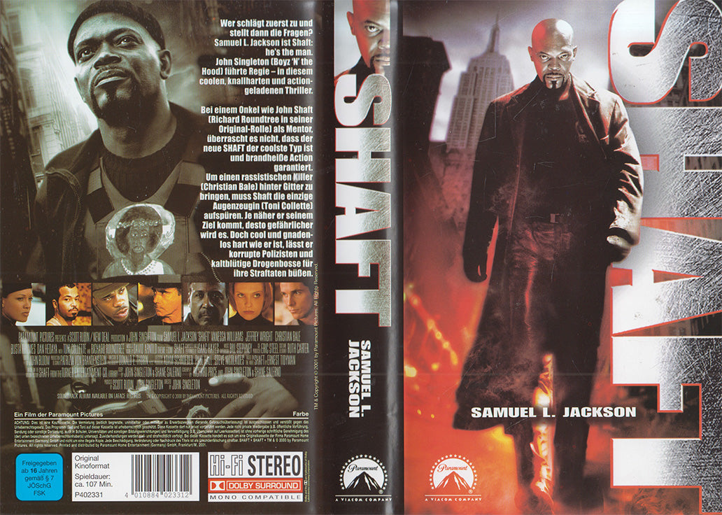 Einleger der VHS Kassette des Film Shaft erschienen bei Paramount im Jahr 2001