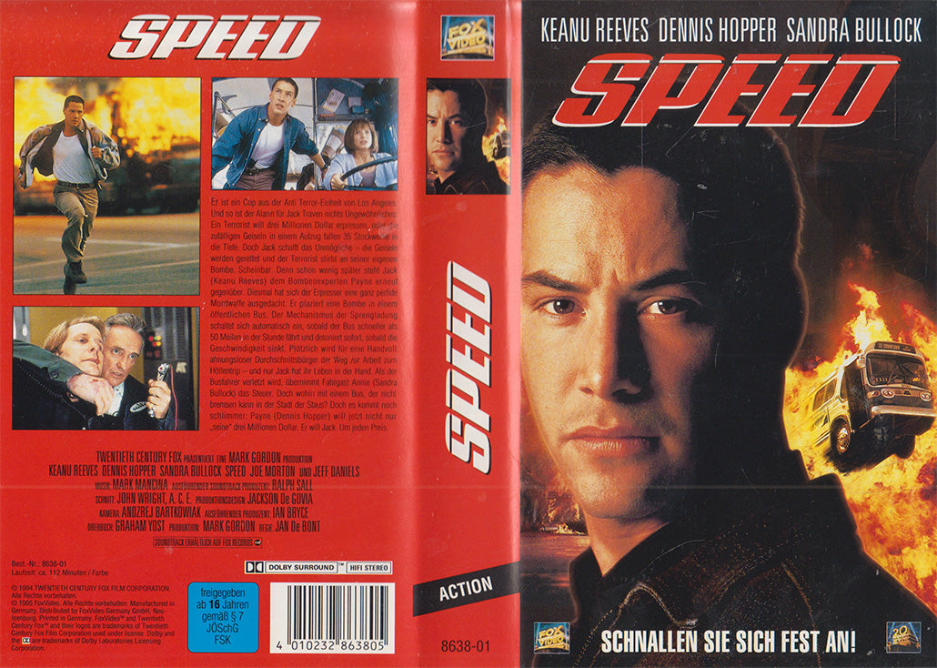 Einleger des Films Speed auf VHS Kassette erschienen FoxVideo im Jahr 1995