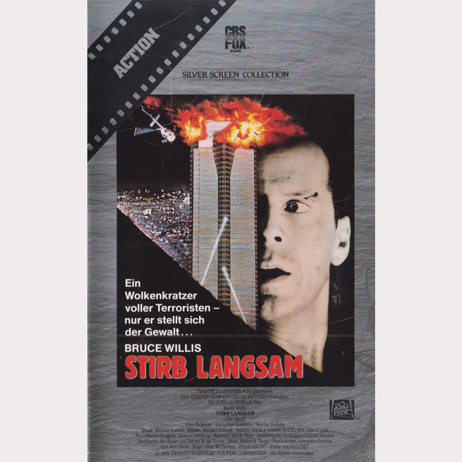 Cover vom Film Stirb Langsam auf VHS Kassette erschienen bei CBS/Fox Video im Jahr 1990 in der Auflage der Silver Screen Collection