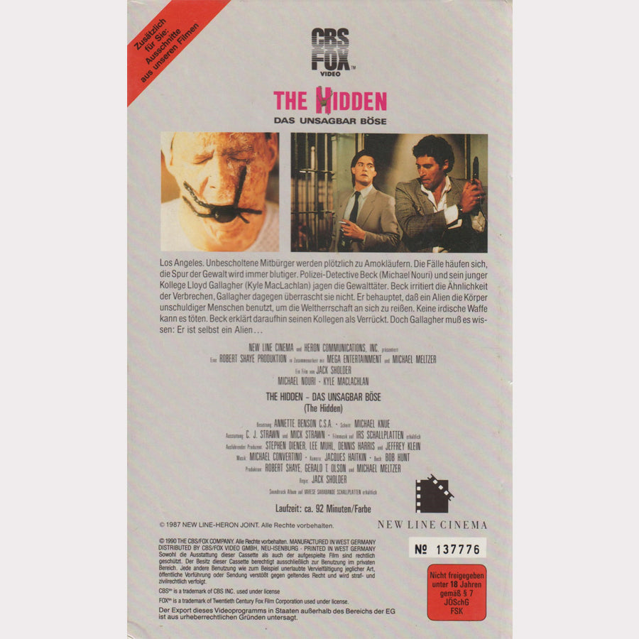 The Hidden - Das unsagbar Böse (VHS - 1990 - DE)