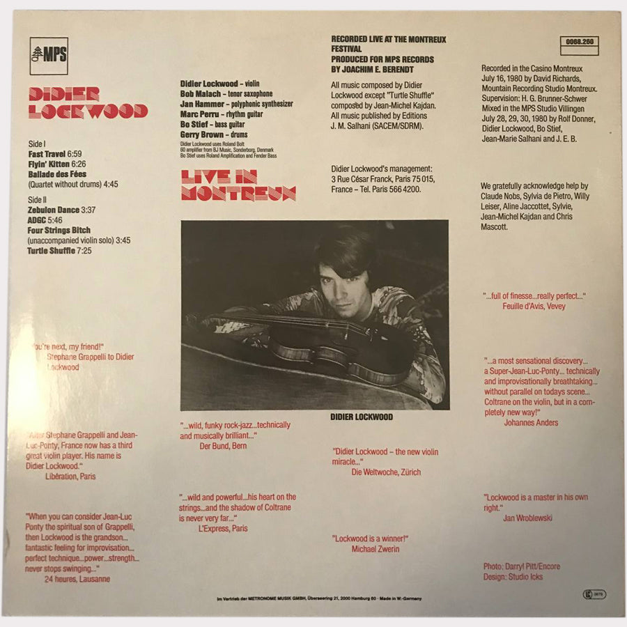 Didier Lockwood - Live In Montreux (Vinyl LP - 1980 - DE)