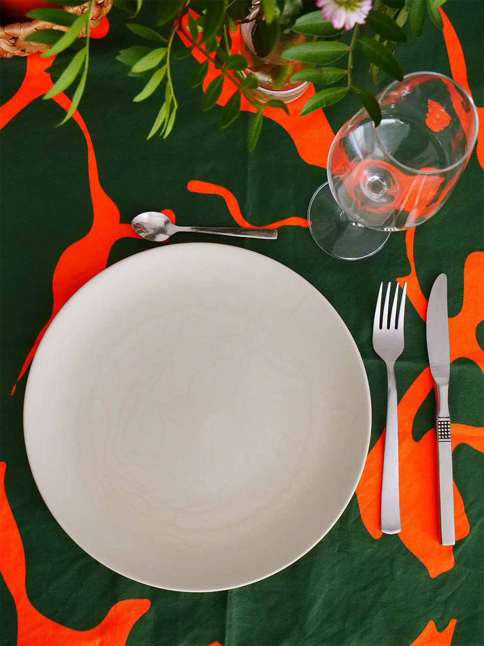 Cloth No. 3 - moderne Tischdecke aus Bio-Baumwolle, grün-orange