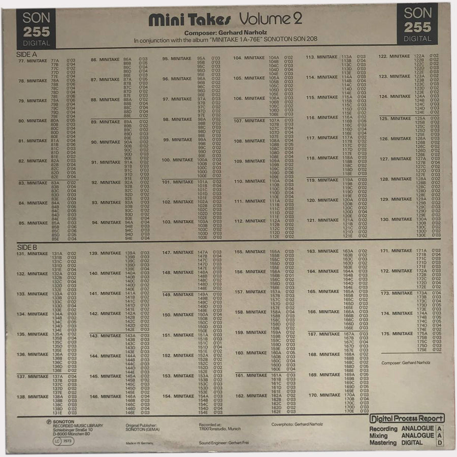 Gerhard Narholz - Mini Takes Volume 2 (Vinyl LP - 1986 - DE)