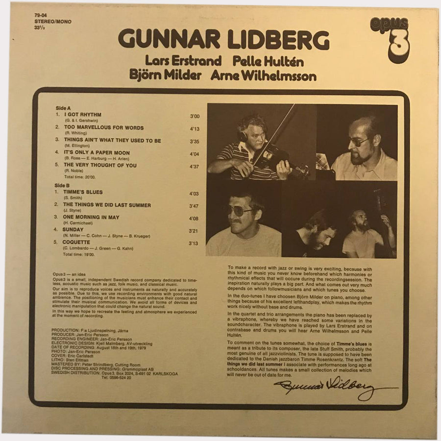 Gunnar Lidberg, Lars Erstrand, Pelle Hultén, Björn Milder, Arne Wilhelmsson (Vinyl LP - 1979 - SE)