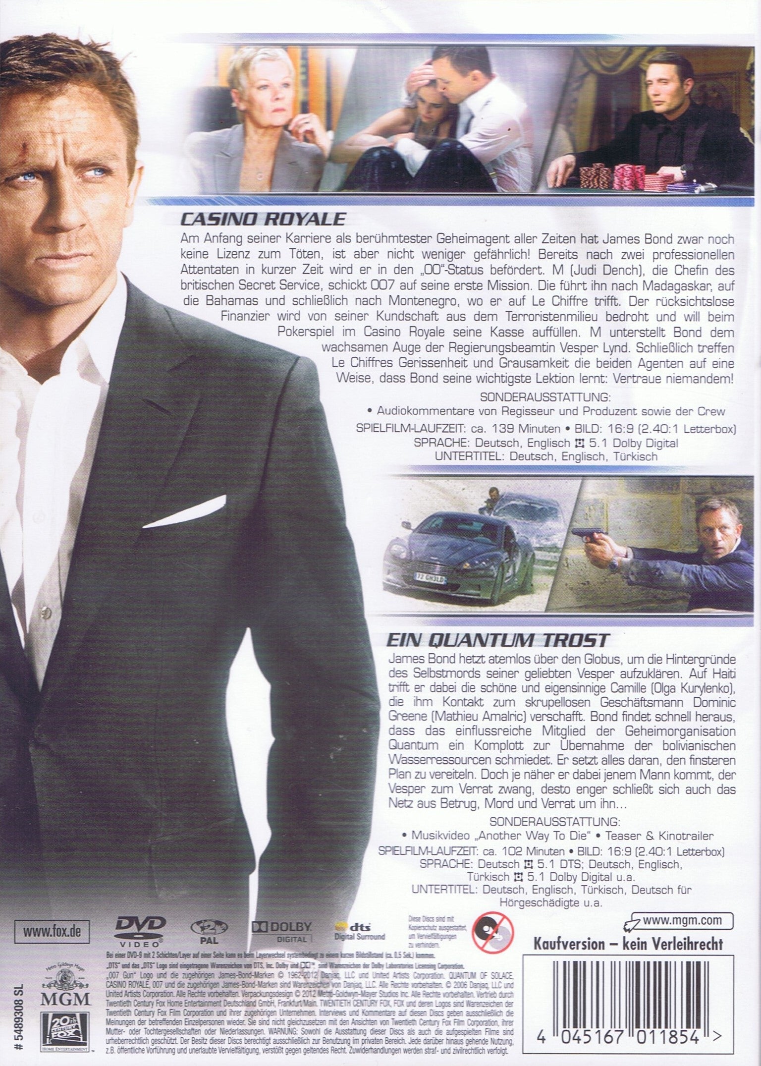 007 Daniel Craig: Casino Royale & Ein Quantum Trost (2xDVD - 2012 - DE)