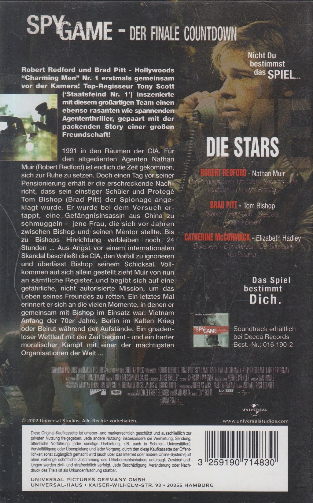 Spy Game - Der finale Countdown (VHS - 2002 - DE)