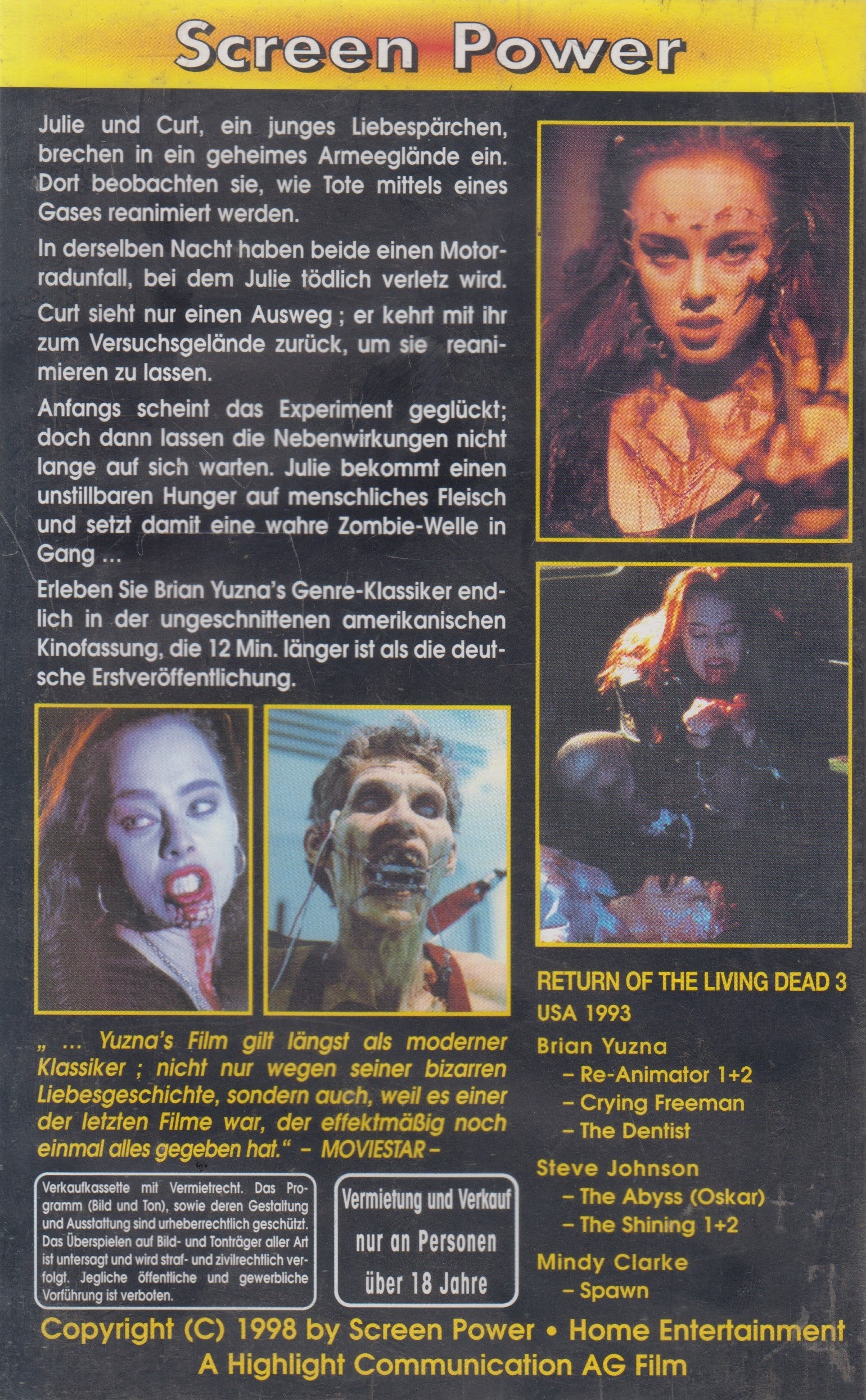 Return of the Living Dead 3 (VHS - 1998 - DE)