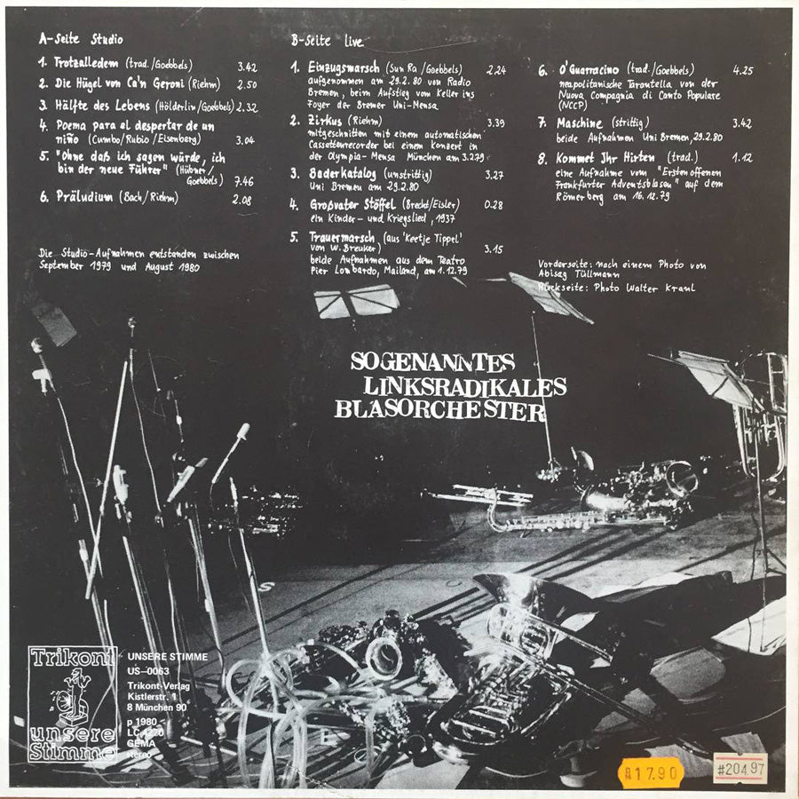 So-called Left-Wing Radical Brass Band ‎- With Yellow Pears (Vinyl LP - 1980 - DE)