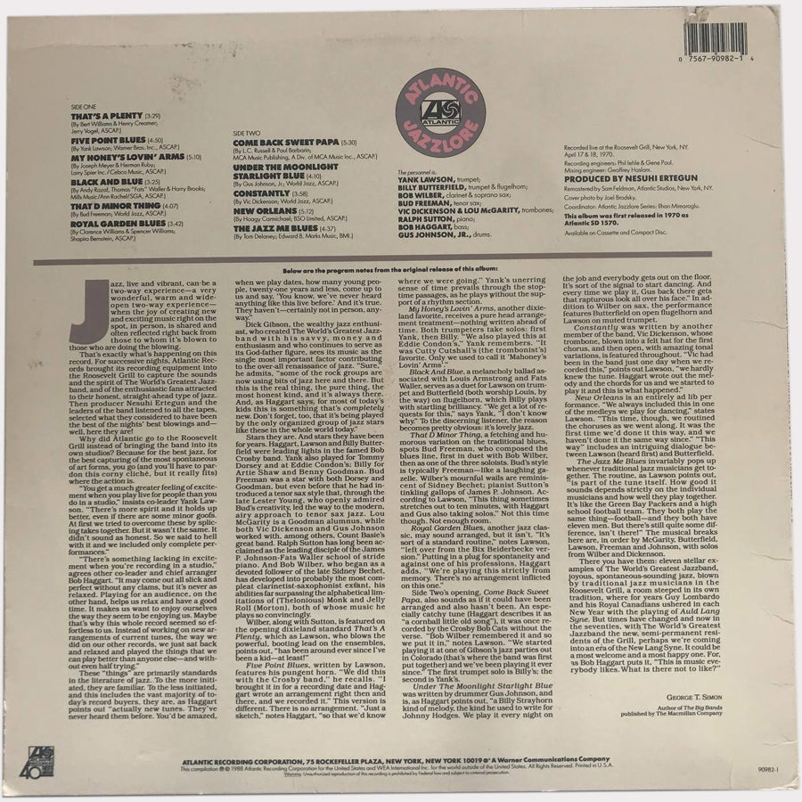 The World's Greatest Jazzband Of Yank Lawson & Bob Haggart - Live (Vinyl LP - 1988 - US)