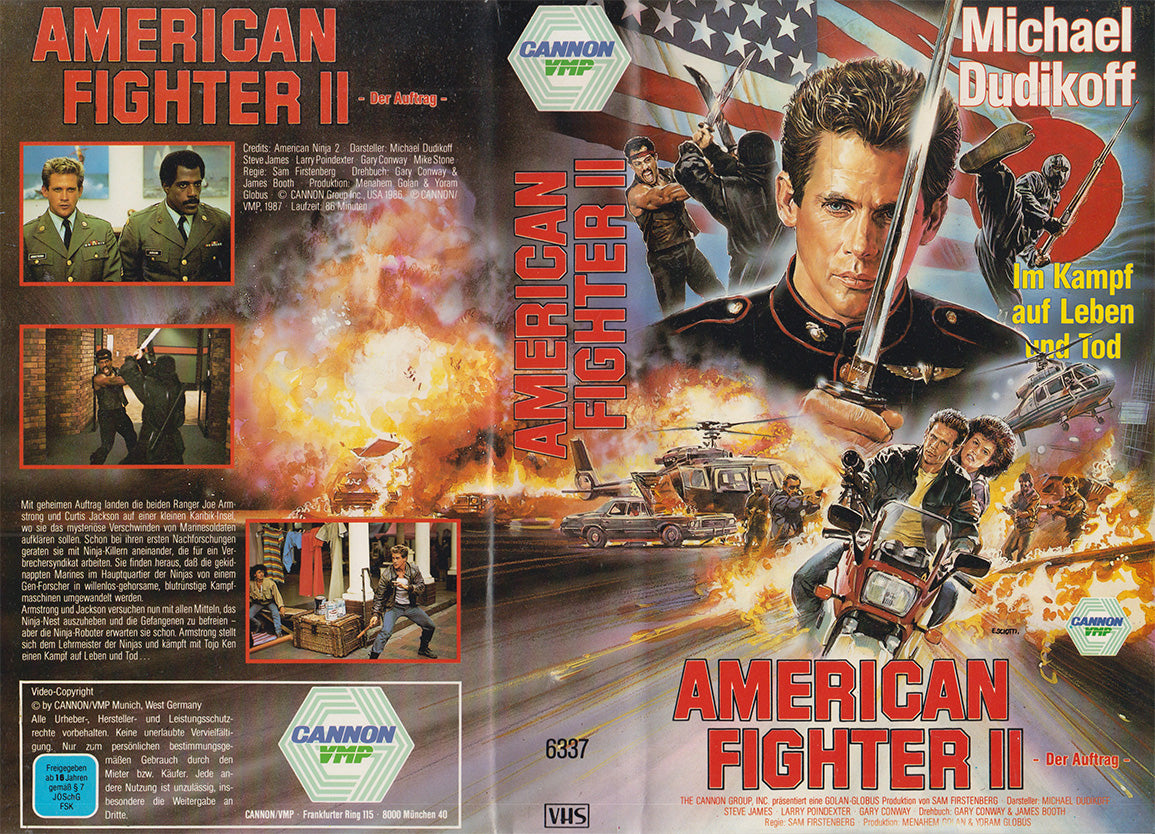 American Fighter 2 Der Auftrag Cannon VMP 1987 VHS Kassette Einleger