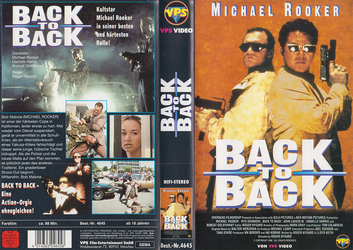 Back to Back VPS Video 1996 VHS Kassette Einleger