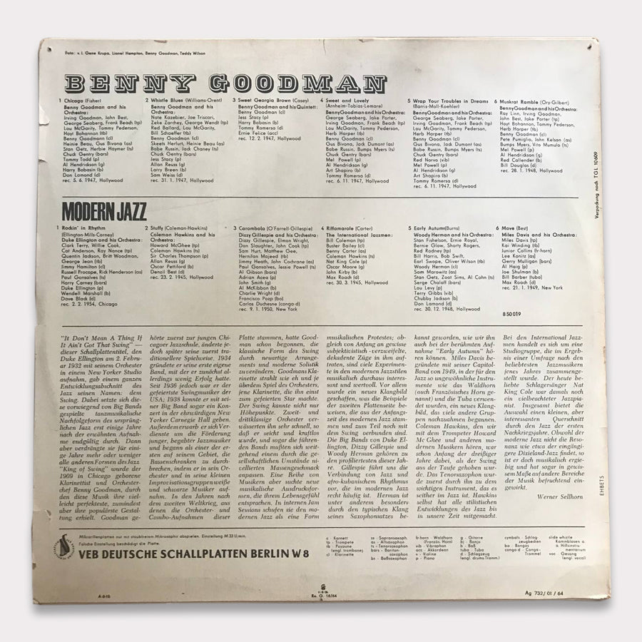 Benny Goodman - Modern Jazz (Vinyl LP - 1963 - DD)