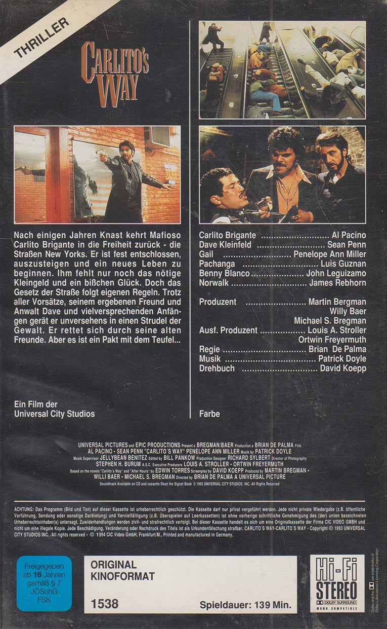 Carlito's Way (VHS - 1994 - DE)
