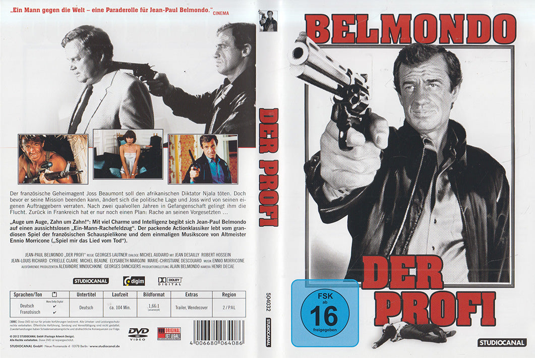 Einleger Vorderseite der DVD vom Film Der Profi erschienen bei Studiocanal im Jahr 2012
