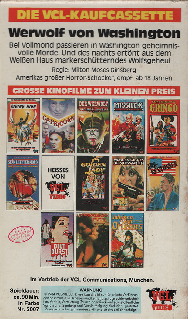 Der Werwolf von Washington (VHS - 1984 - DE)