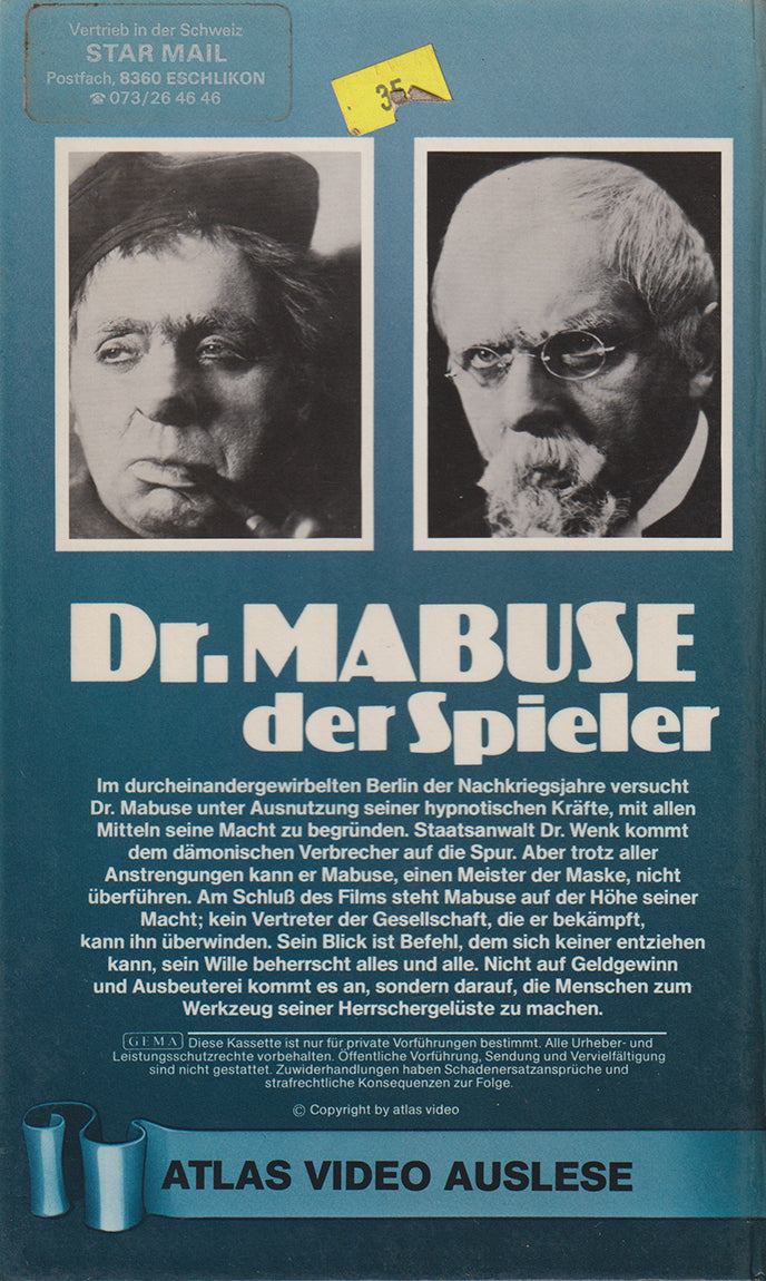 Dr. Mabuse, der Spieler (VHS - DE)